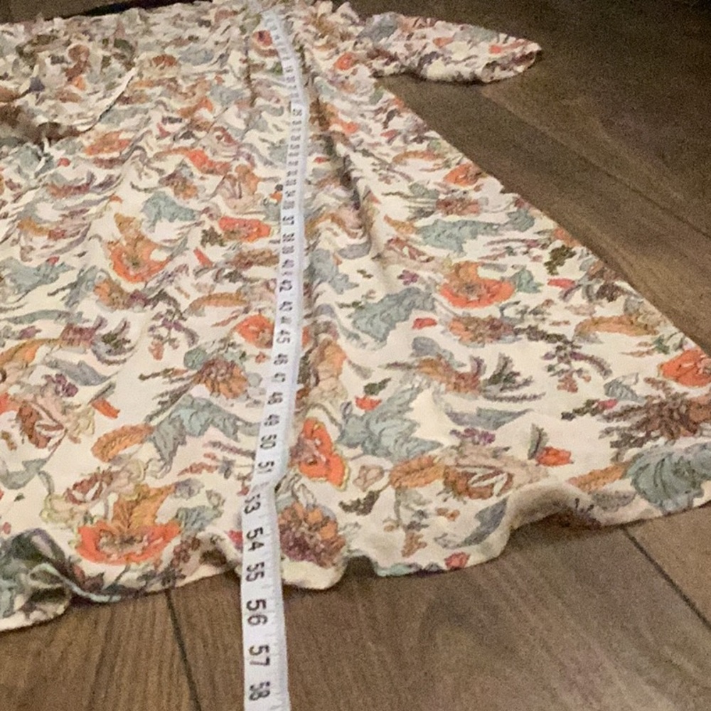 Free People Earth Folk Tea Set Floral Maxi Dress (Flaw) Duster Drape Swim Cover - Picture 5 of 10